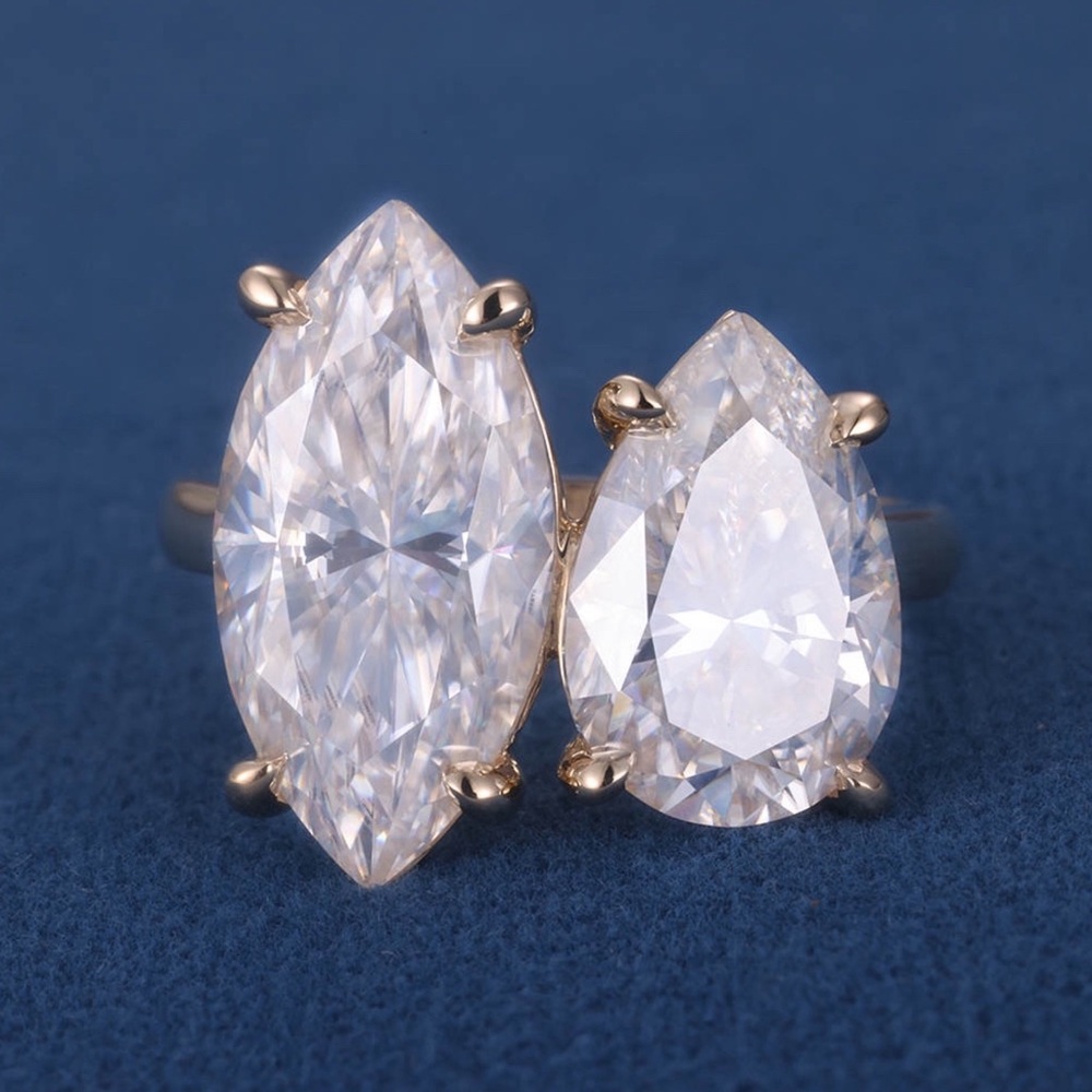 🔥8CT Engagement Ring Marquise +Pear Cut Lab Grown Moissanite Ring Size 6.5
